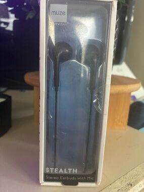 muze Stealth Black Stereo Earbuds with Mic